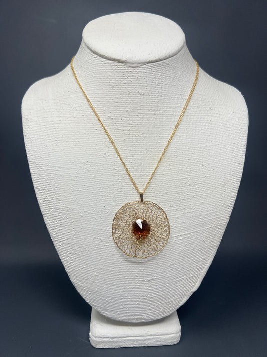 Golden Aura Amber Pendant Necklace
