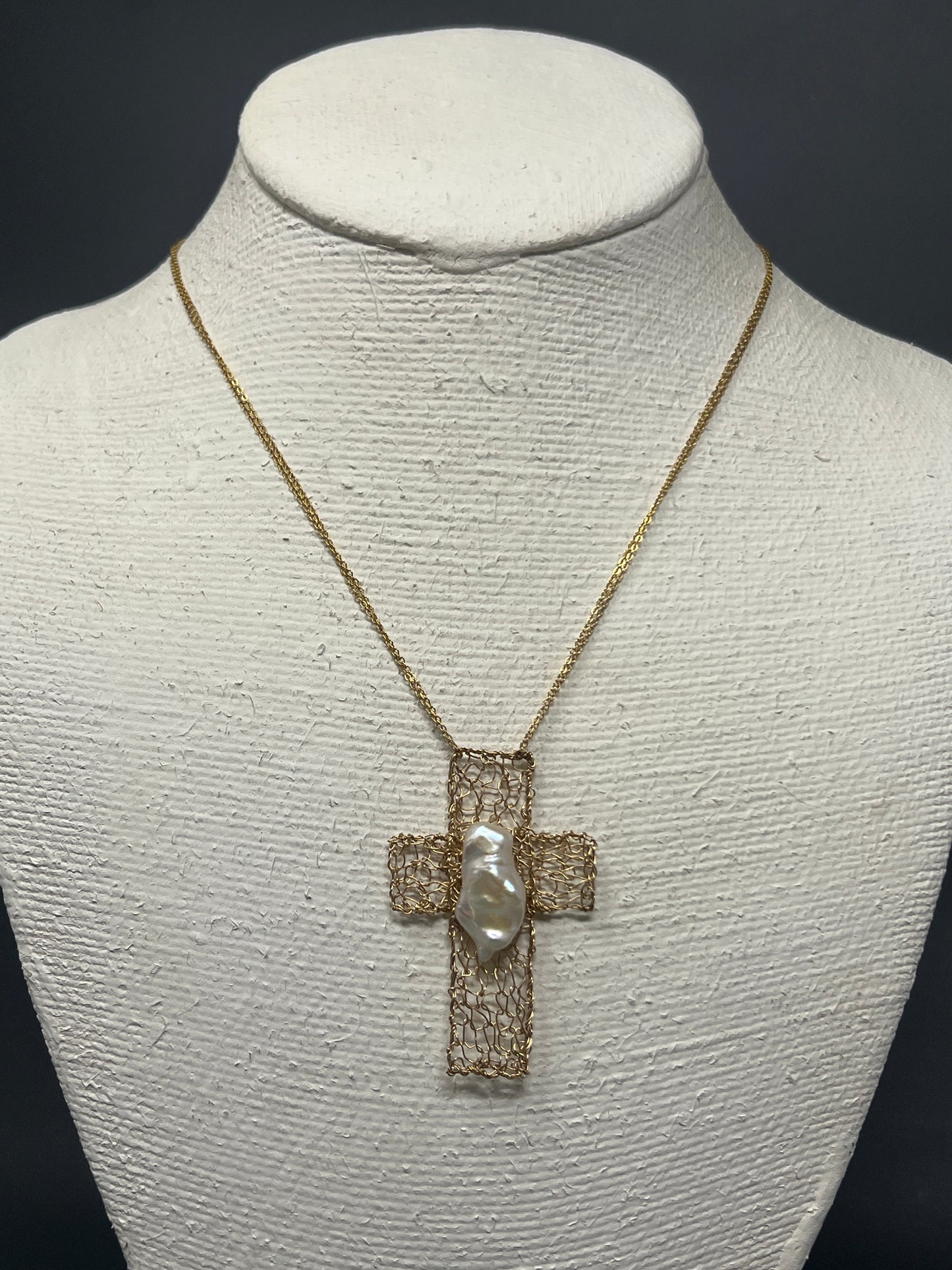 Freshwater Pearl Cross Necklace