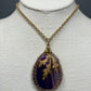 Purple Stone Leaf Pendant Necklace