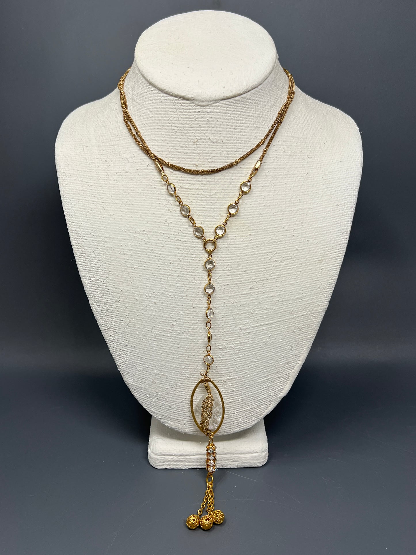 Moonstone & Crystal Drop Necklace