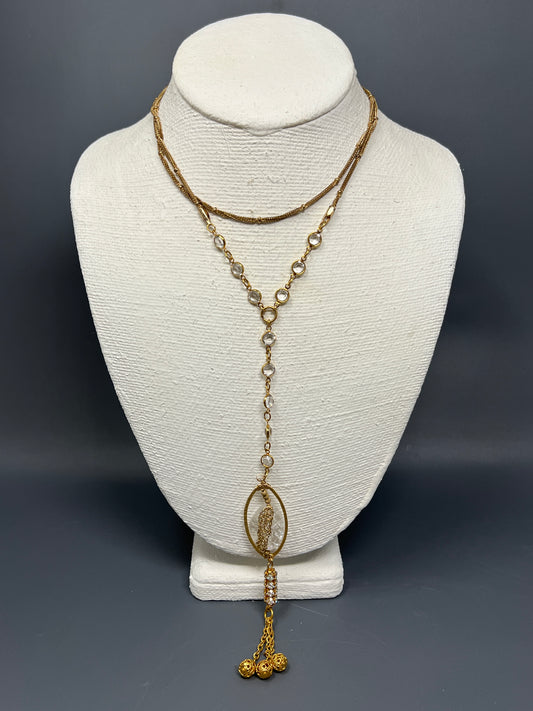 Moonstone & Crystal Drop Necklace