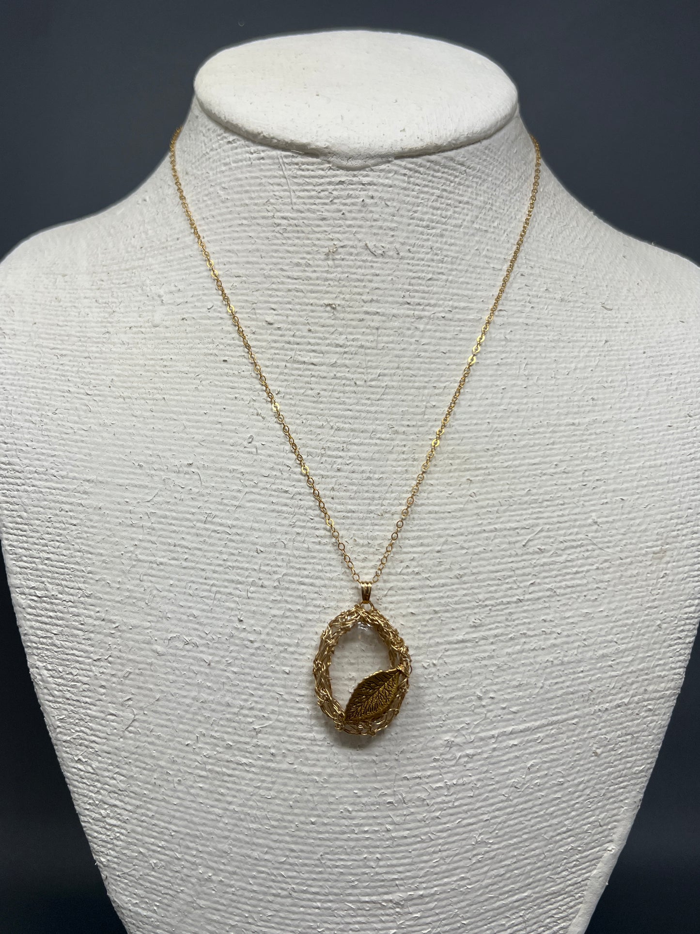 Clear Crystal Leaf Necklace