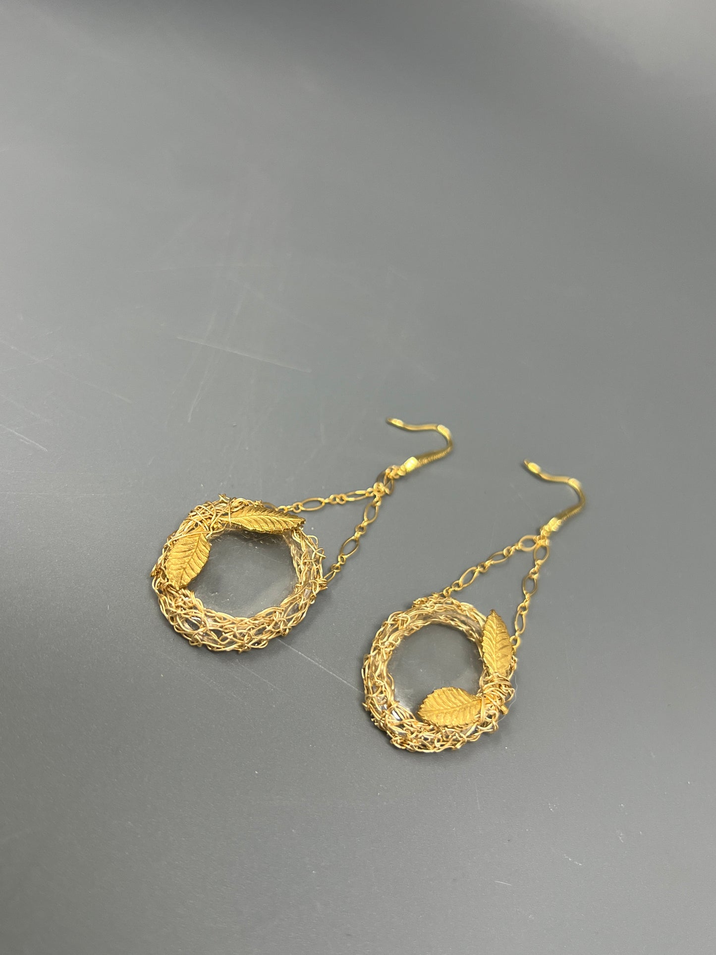 Clear Crystal Leaf Earrings