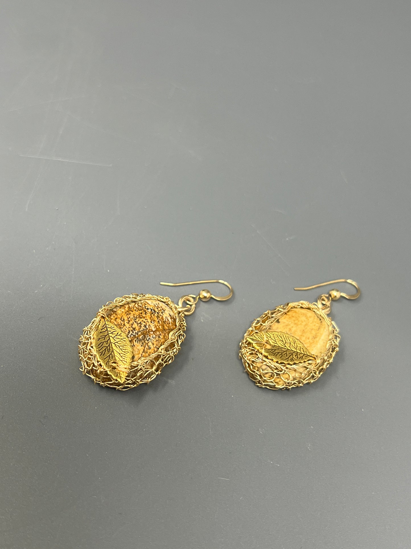 Jasper Leaf Goldfilled Earrings