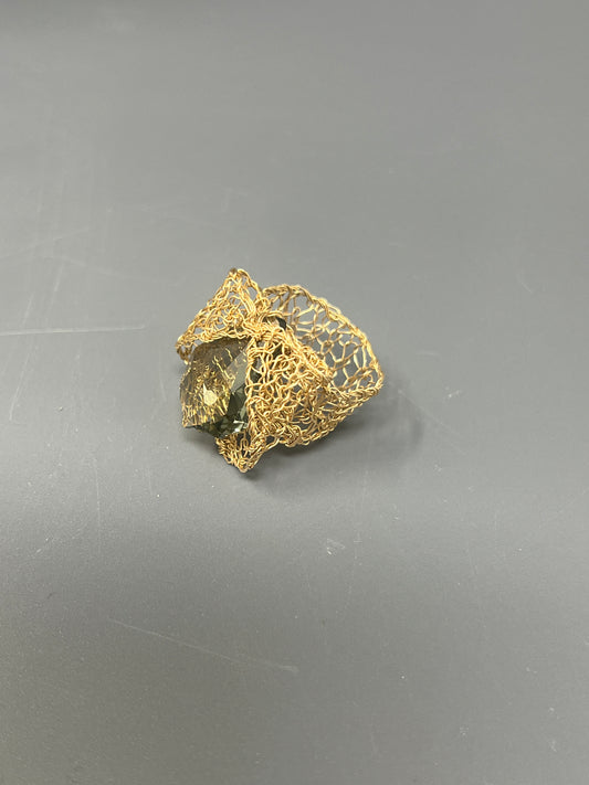 Gold-Filled Woven Swarovski Statement Ring