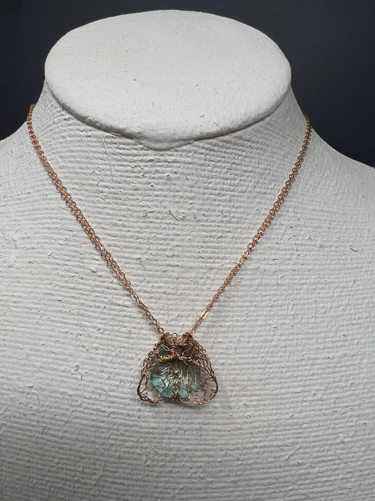 Rose Gold Woven Stone Pendant Necklace