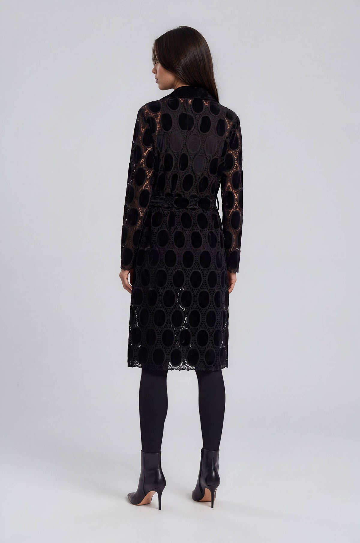 Velvet & Embroidered Lace Trench Coat