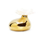 Gold Diffuser  with Dimensional White Flower, "Iris &Rose"