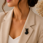 Curious Black Cat Ceramic Brooch