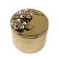 Round Gold Decorative Box With Flower Design Lid: Side Flower