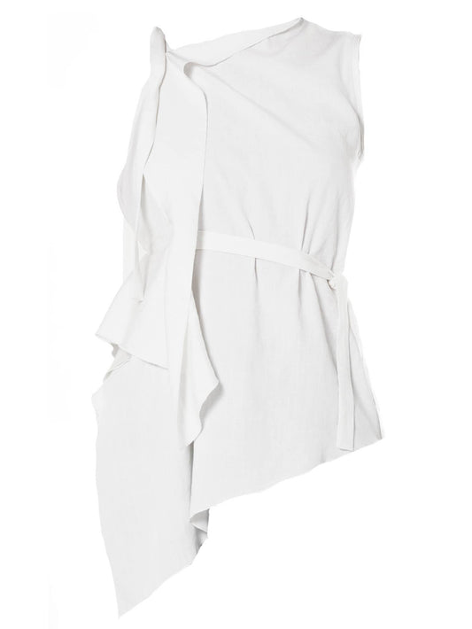 Sleeveless Asymmetric Top In Ivory: Ivory / XL