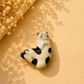 Lounging Spotted Cat Ceramic Brooch