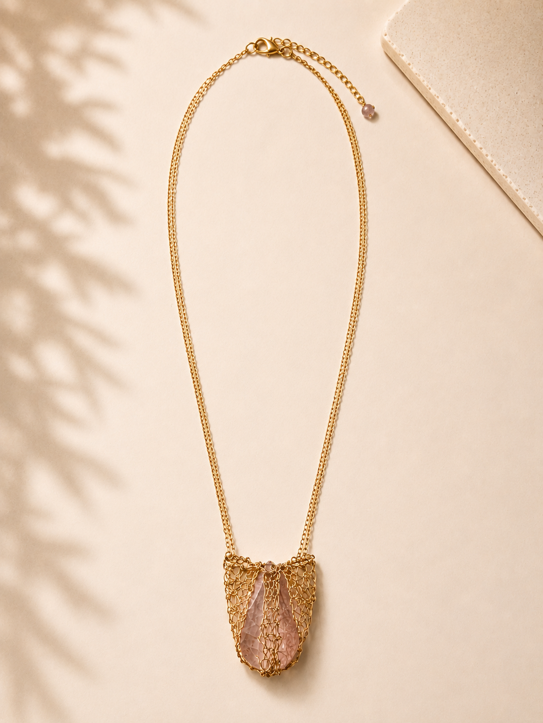 Blush Swarovski Crystal Wrapped Pendant Necklace