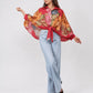 Floral printed blouse with detailed neckline Navy Blue