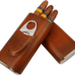 Genuine Leather Cigar Case, Wood Lined Humidor with Cutter: Brown