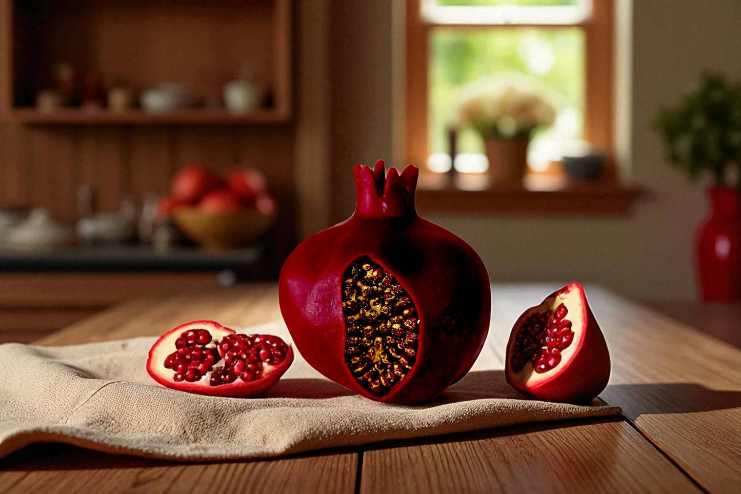 Pomegranate Candle with Golden Seeds 3.5x3in: Unscented