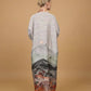 Long satin desert landscape print dress – KD9316VS-34: Sky Blue