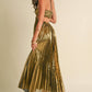 Metallic Pleat Maxi Dress