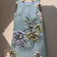 Embroidered Jacquard Floral A-Line Sleeveless Dress: Color as pictures