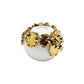 White Ceramic Candle Holder Gold Flower Design: Small