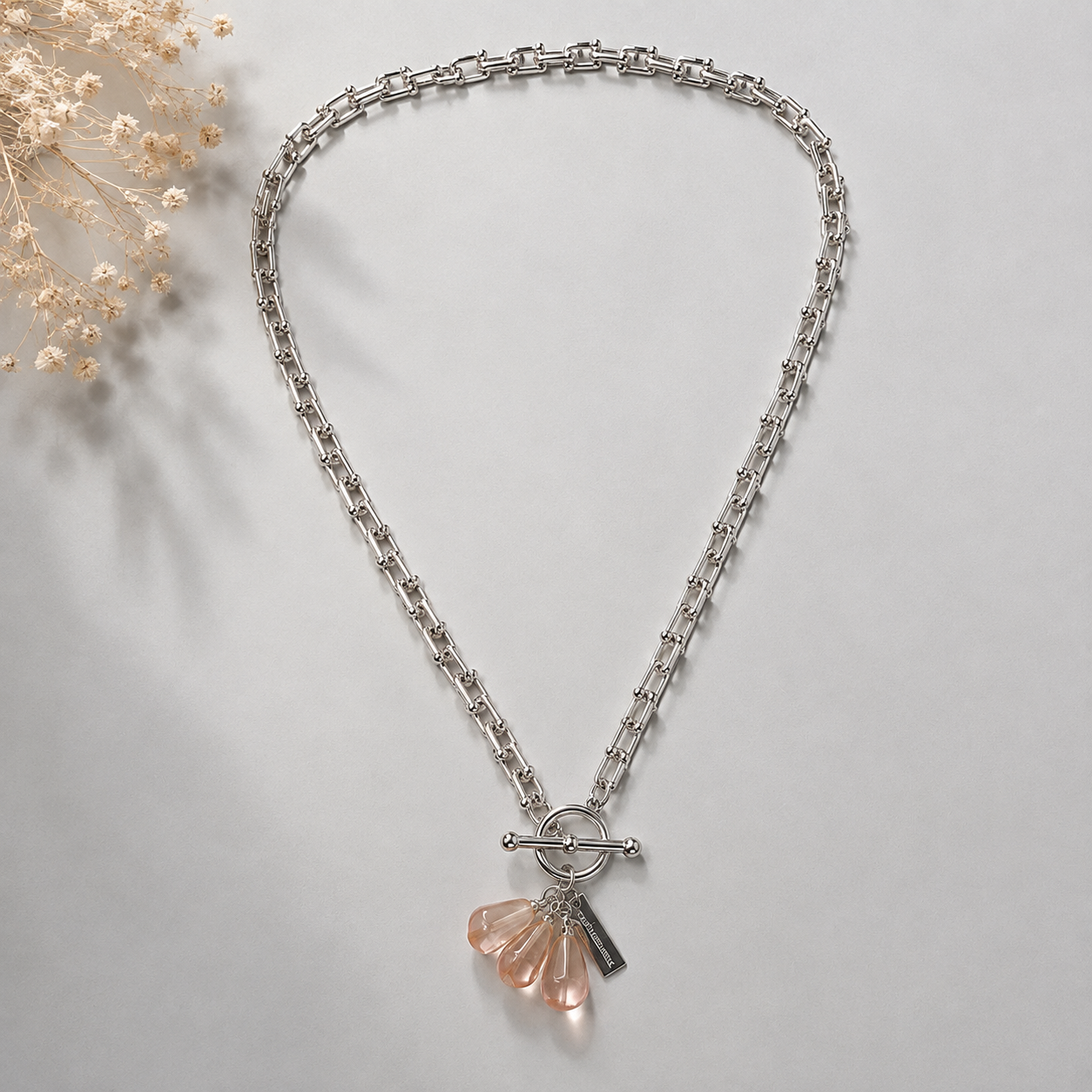 Pomegranate Seeds Necklace in Silver Chain
