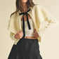 Cape-effect Cable Knit Cardigan: CREAM / Contemporary