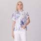 Short-sleeve shirt with macro floral print