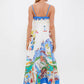 Sciacca Marine life printed Swing Style strappy sundress: DarkBlue