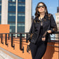 A104-B Embroidered Lace Button-Down Blouse: L