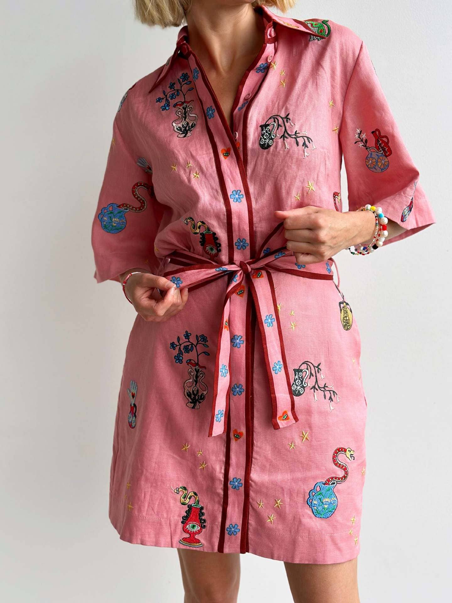 Casual fashion linen temperament shirt dress