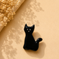 Midnight Black Cat Ceramic Brooch