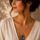 Cobalt Leaf Swarovski Crystal Pendant Necklace