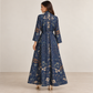 Heritage Antique Rug-Inspired Belted Kaftan Robe — Midnight Blue