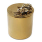 Gold Decorative Candle With Flower Design Lid: Gold Lid