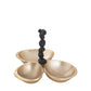 Gold 3 Bowl Relish Dish with Black Handle and Pebble Design