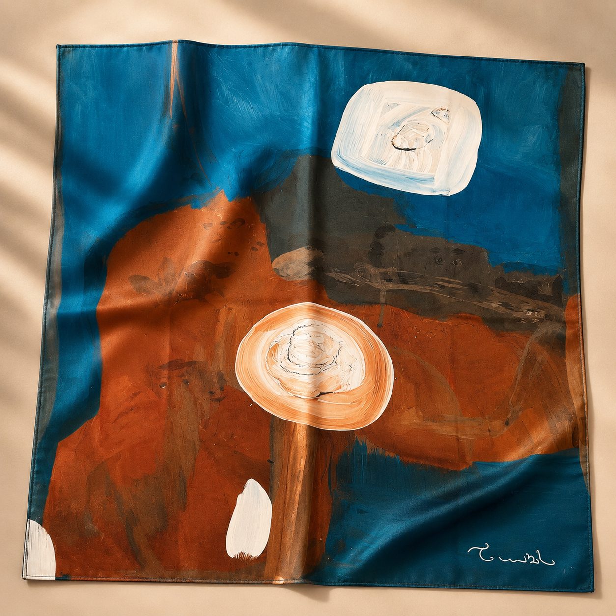 Desert Blue Abstract Art Scarf
