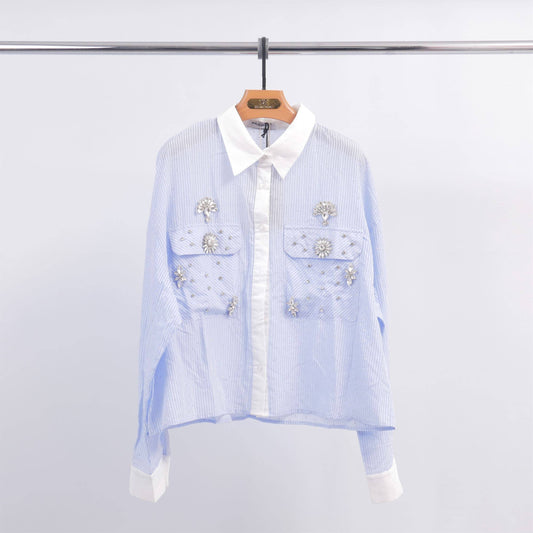 Rhinestone Shirt with stripe