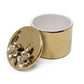 Round Gold Decorative Box With Flower Design Lid: Side Flower