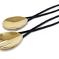 Set of 2 Gold Salad Servers with Black Loop Handles