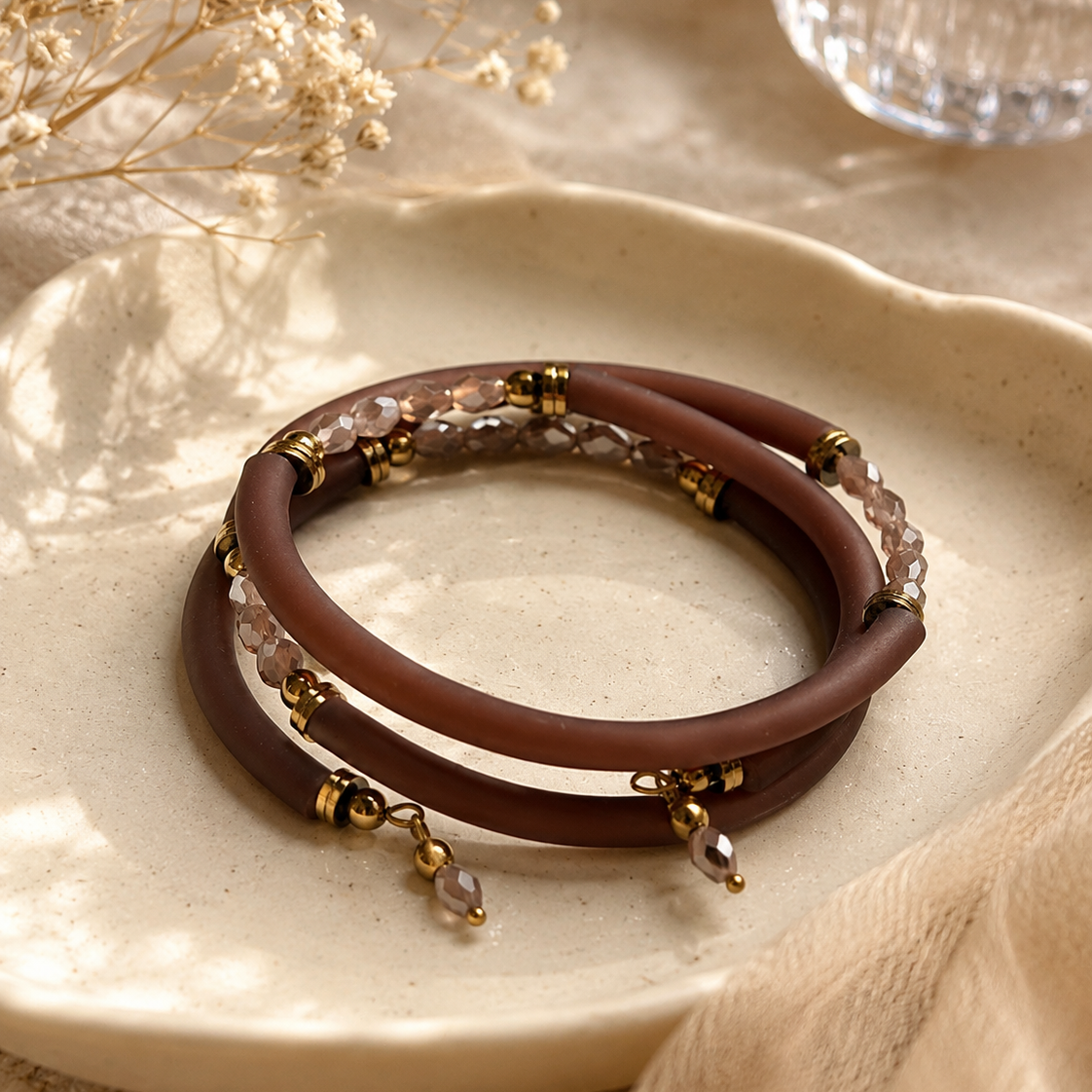 Mocha Glow Multi-Strand Wrap Bracelet