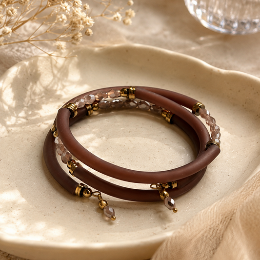 Mocha Glow Multi-Strand Wrap Bracelet