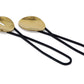 Set of 2 Gold Salad Servers with Black Loop Handles
