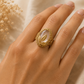 Clear Jasper Botanical Statement Ring