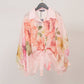 Floral printed blouse with detailed neckline Navy Blue