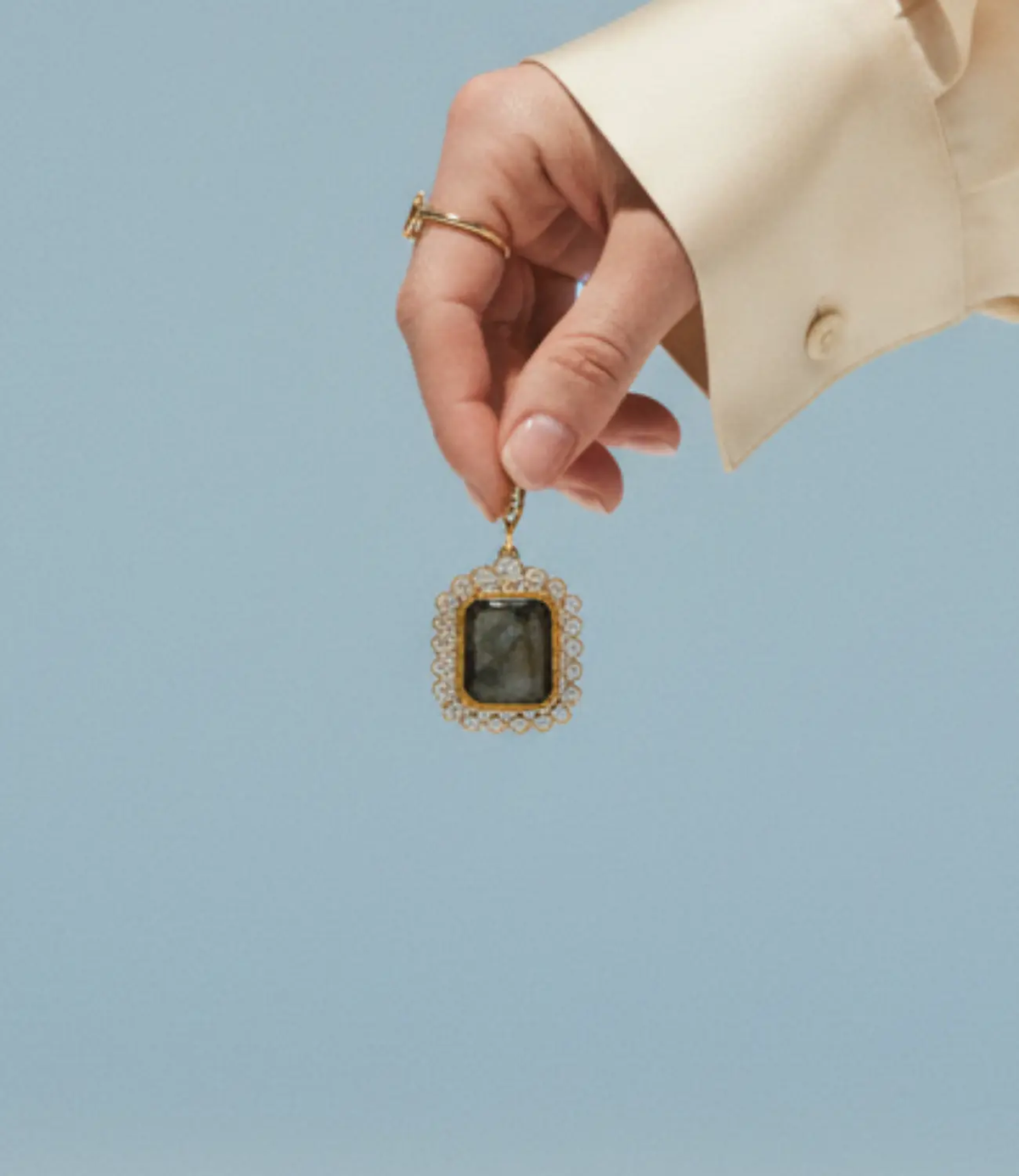 Maximalist Necklace with Large Natural Stone: Ágata Verde