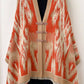 Print Toggle Front Cape Cardigan: WINE / One Size