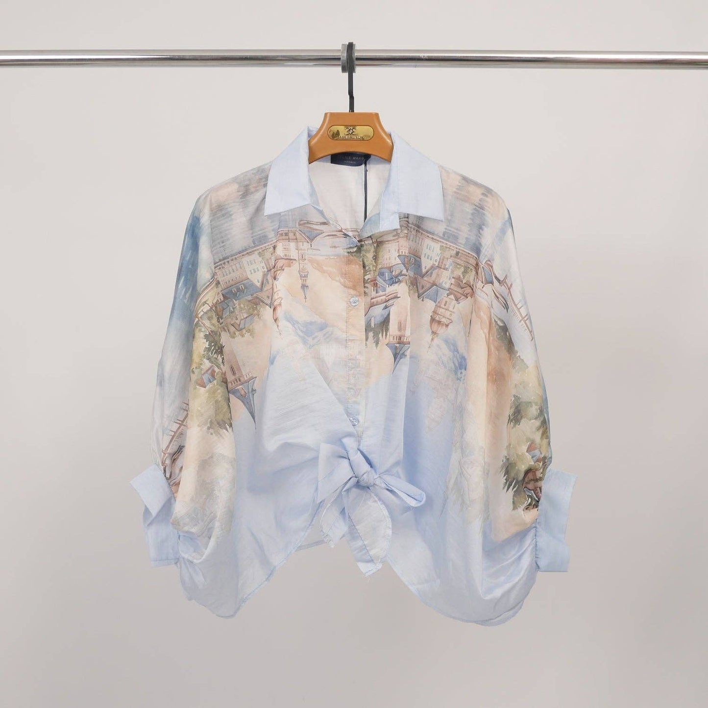 Tunic in printed Tencel and silk – KD8971-3: Bleu ciel