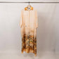 Long satin desert landscape print dress – KD9316VS-34: Black/orange