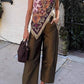 Asymmetrical Fringe Cross Top: WINE / S