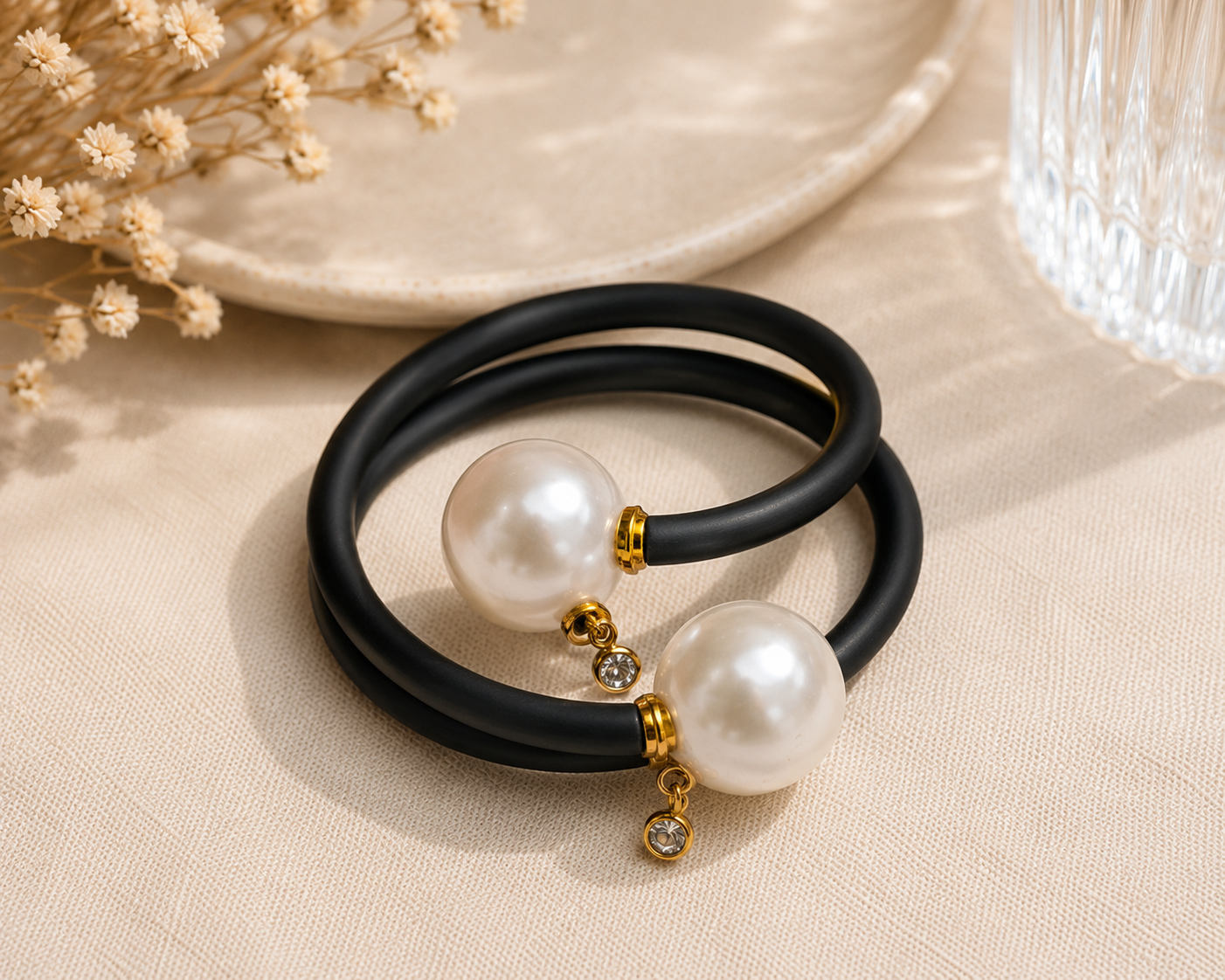 Statement Pearl Double-Wrap Bracelet – Gold or Silver